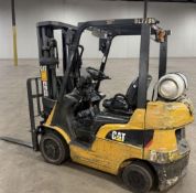 DESCRIPTION CATERPILLAR LP GAS FORKLIFT WITH APPROXIMATELY 4,750 LB CAPACITY, THREE-STAGE MAST, SIDE