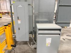 DESCRIPTION EATON DRY-TYPE THREE-PHASE DISTRIBUTION TRANSFORMER WITH MATCHING 225 AMP MAIN BREAKER P