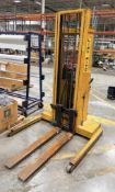 DESCRIPTION LIFT-RITE SEMI-ELECTRIC WALK-BEHIND STRADDLE STACKER WITH MANUAL PUSH OPERATION, POWER L