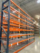 DESCRIPTION (3) SECTIONS OF 10' X 42" PALLET RACKING. (TEAR DROP ) INFORMATION: (4) UPRIGHTS, (32) C