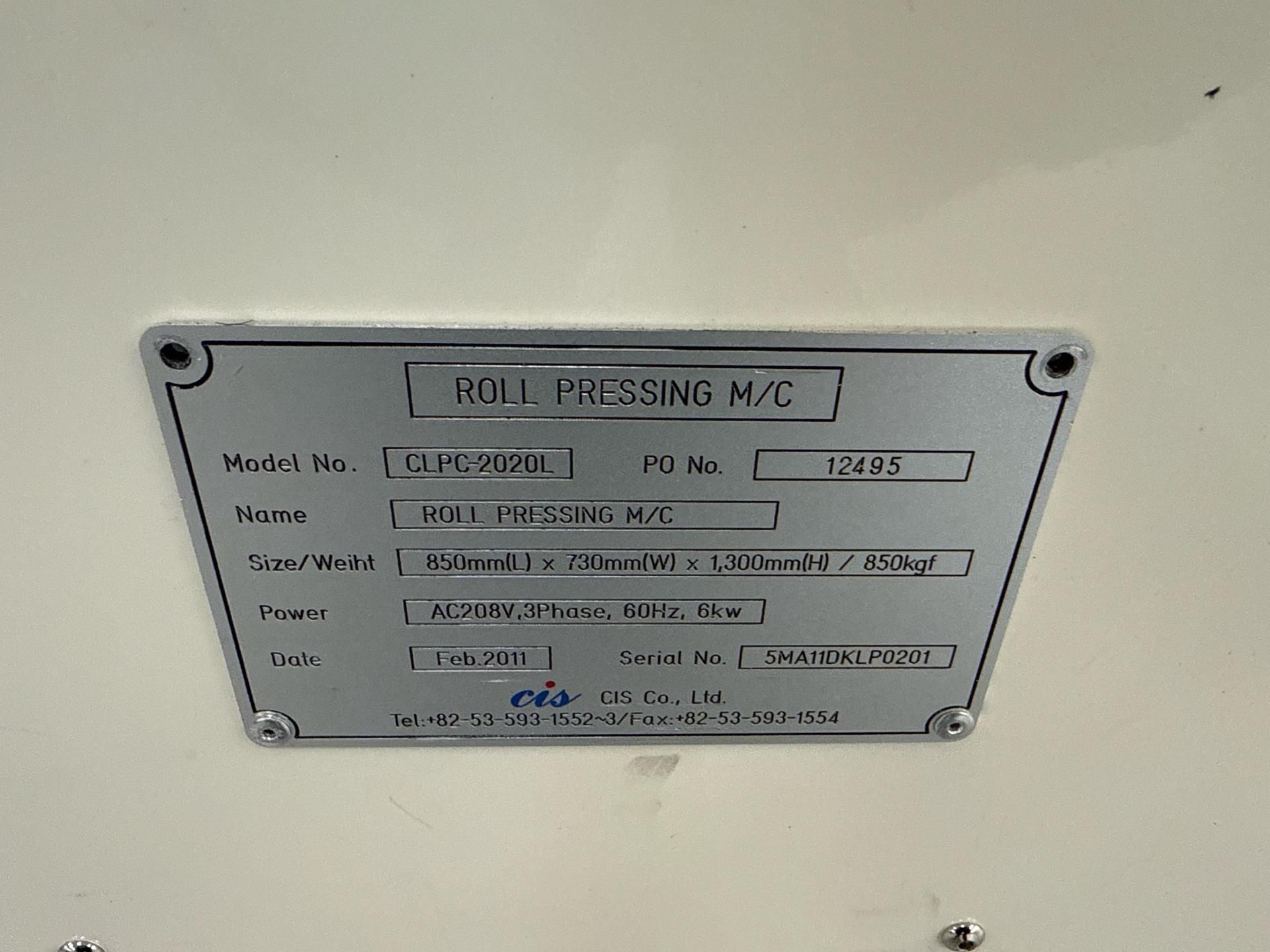 2011 Cis Roll Pressing M/C Model: CLPC-2020L - Image 4 of 5