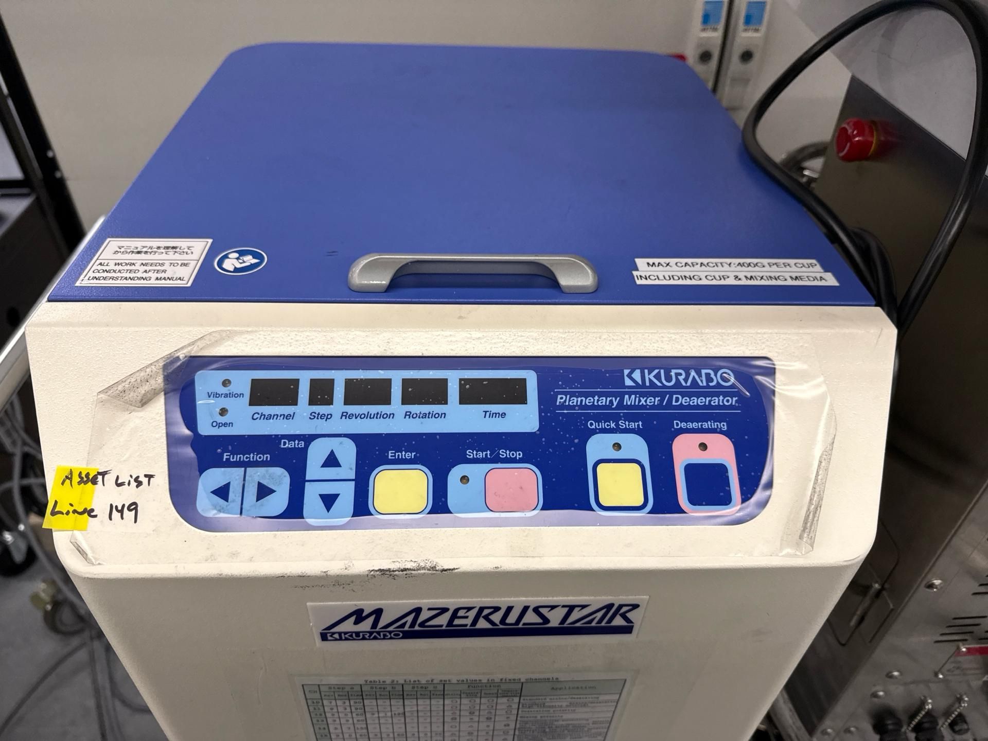 Kurabo Mazerustar Planetary Mixer/Deaerator Model:KK-400W-G2 - Image 2 of 4
