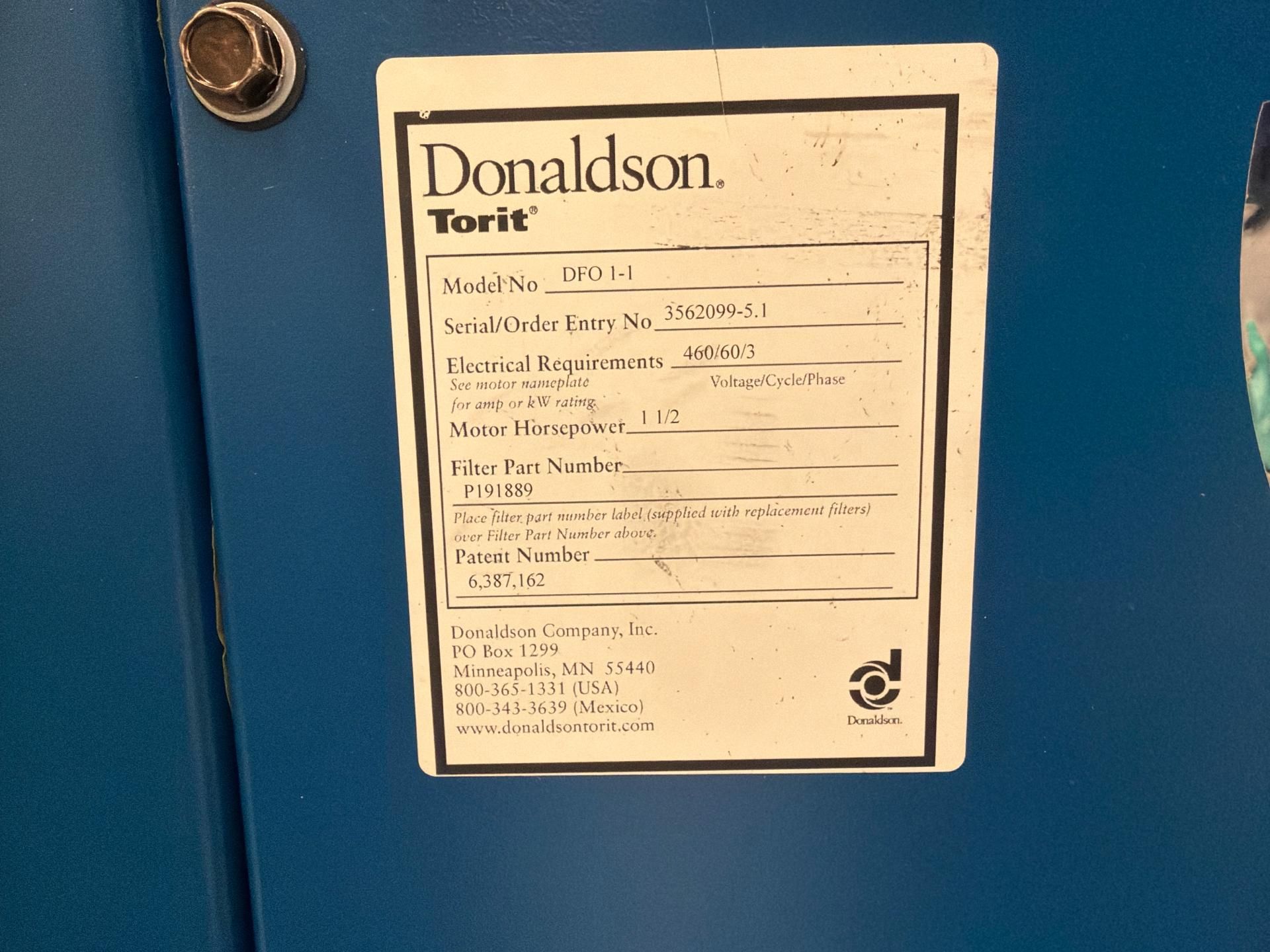 Donaldson Torit DFO 1-1 Downflo Oval industrial dust collector - Image 6 of 7