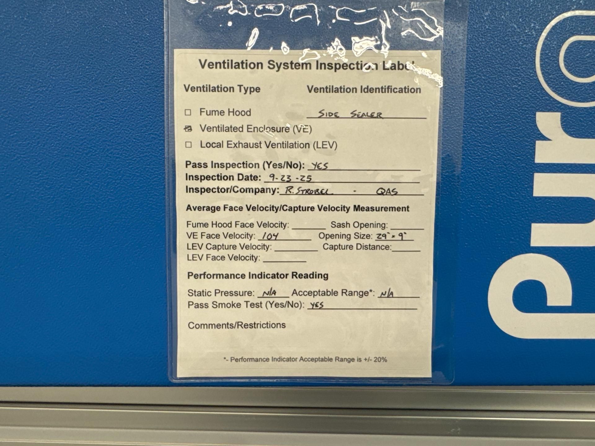 Side Sealer With Air Science Ductless Fume Hood and Banner Duo-Touch Run Bar - Image 8 of 10