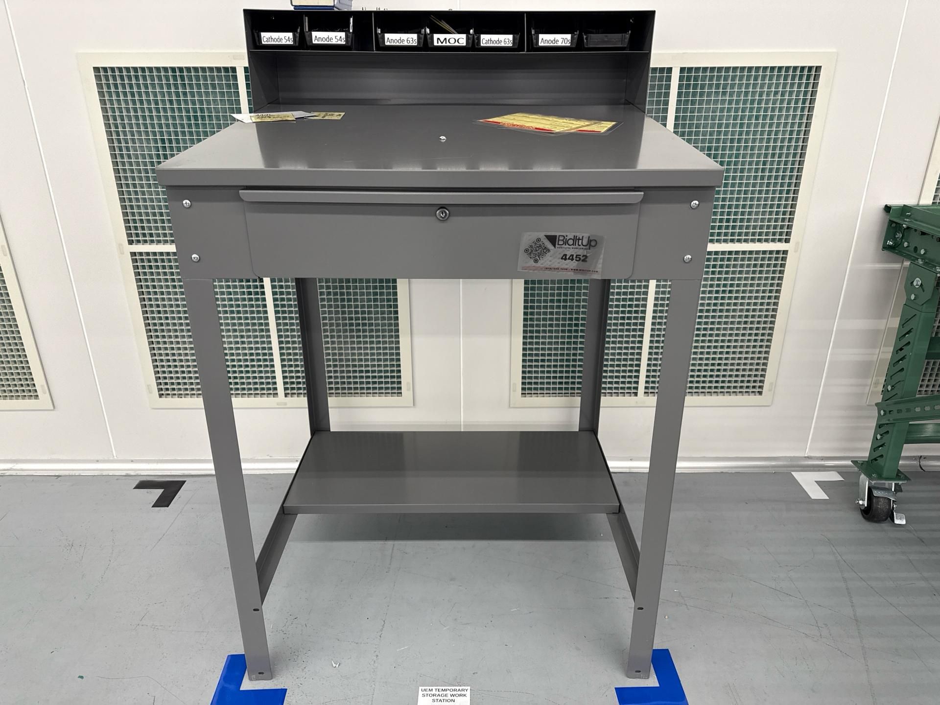 Steel work table with drawer