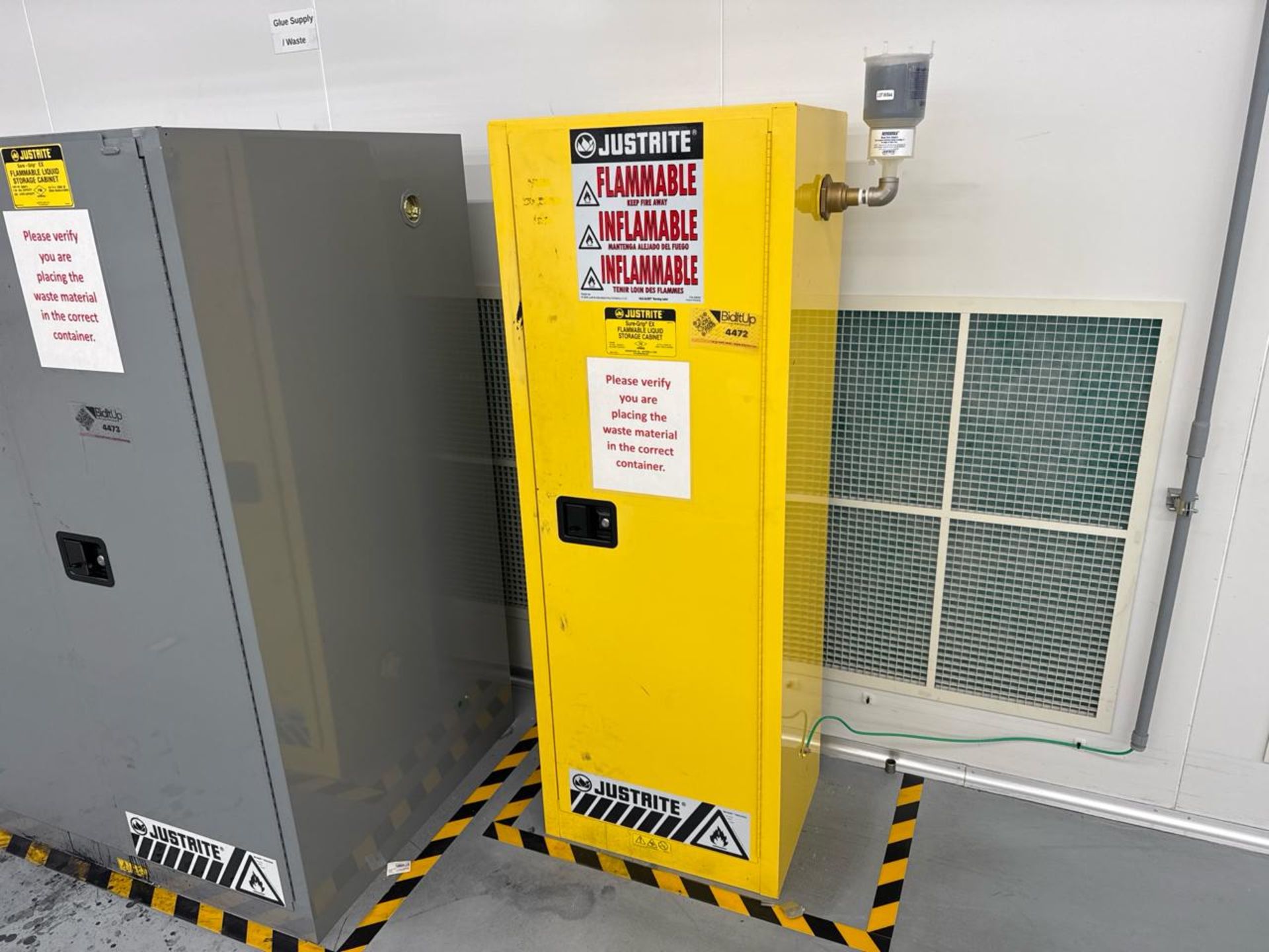 Justrite flammable storage cabinet