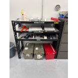 1 Section of shelving W/ 6 Beams, 3 Plastic Trays