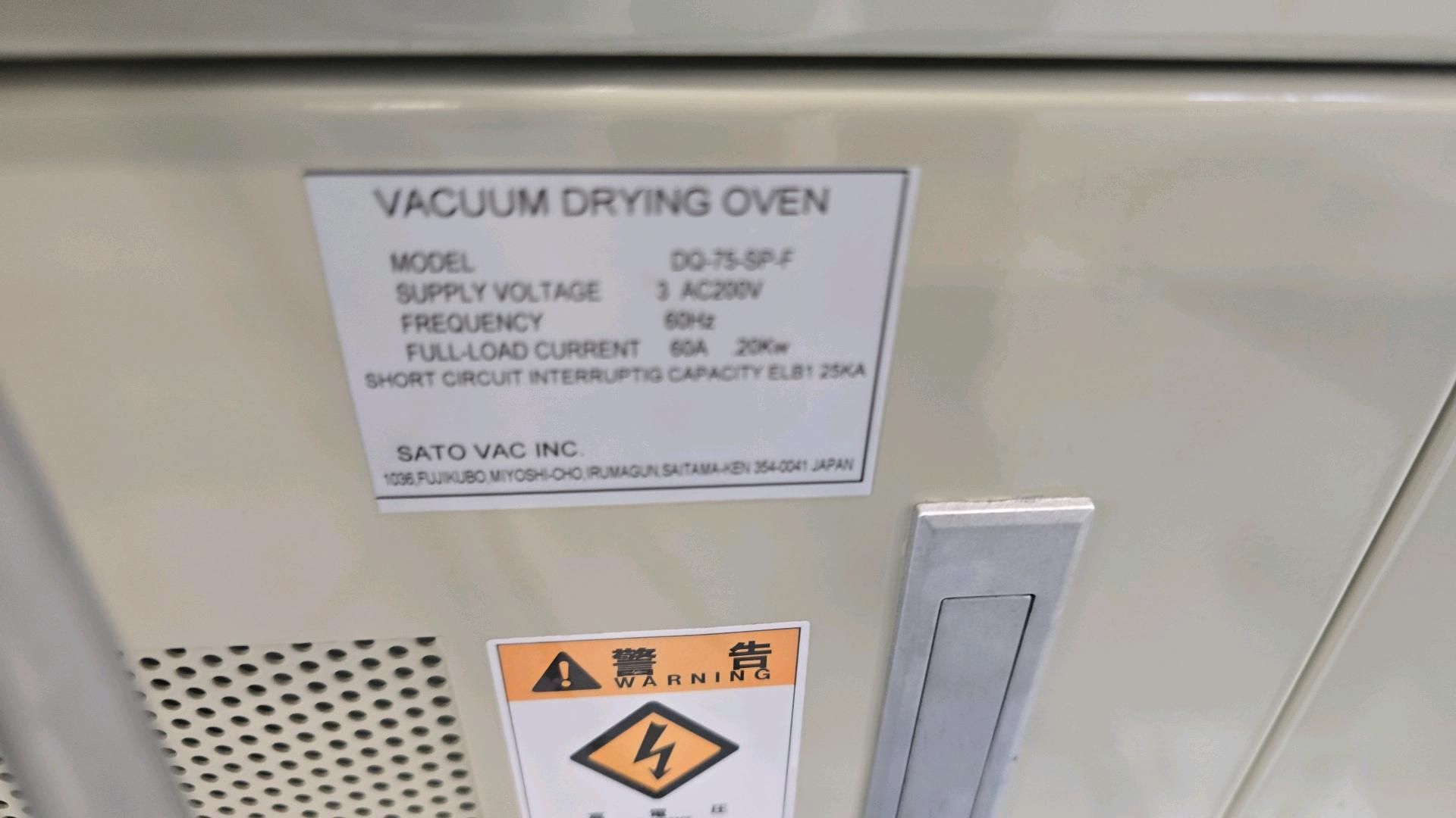 Phil Sato Vac Inc. DQ-75-SP-F Vacuum Dry Oven - Cathode - Image 9 of 13