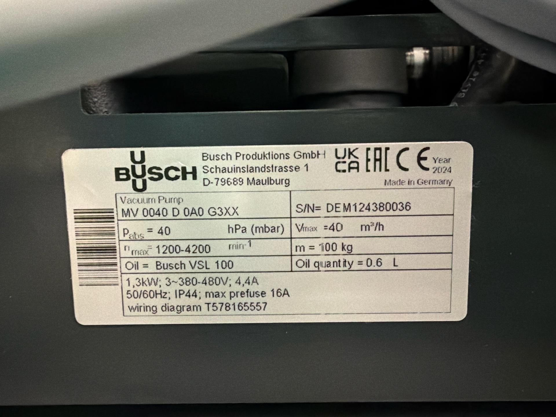 Busch MV 0040 D vacuum pump. - Image 6 of 7