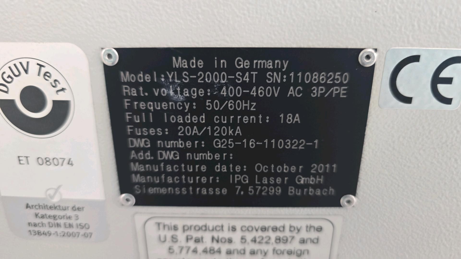2011 IPG Laser YLS-2000-S4T Ytterbium Laser System - Image 10 of 10