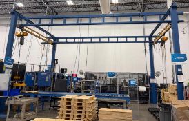 1 Ton Gorbel Freestanding Overhead Crane w/ (2) Bridges