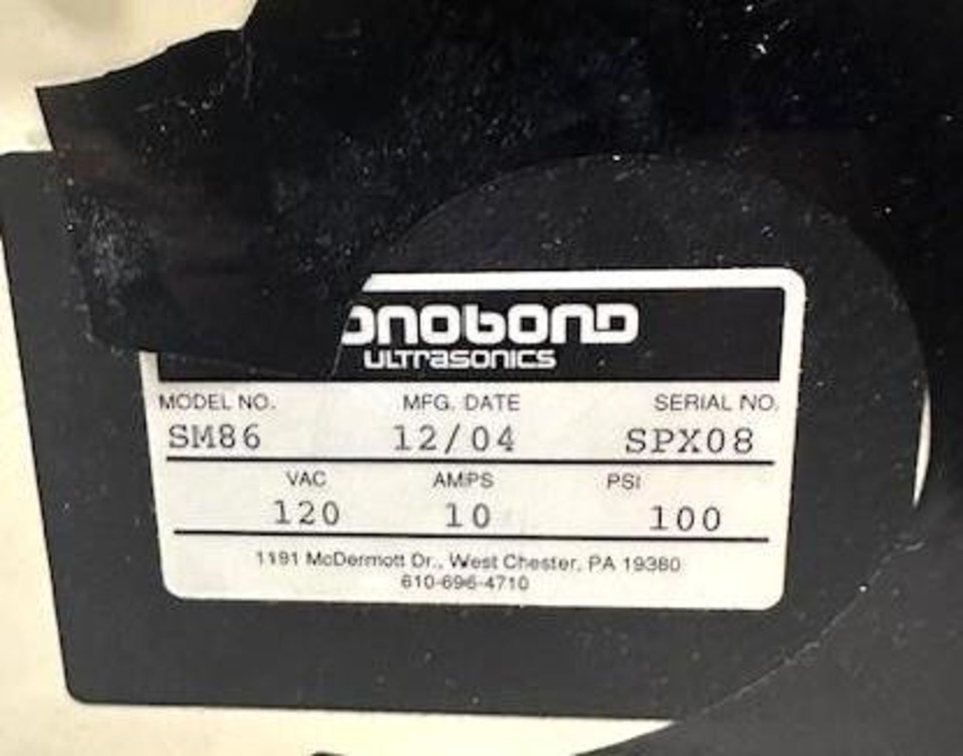 SONOBOND #SM86 Ultrasonic Fabric Bonding Machine - Image 7 of 7