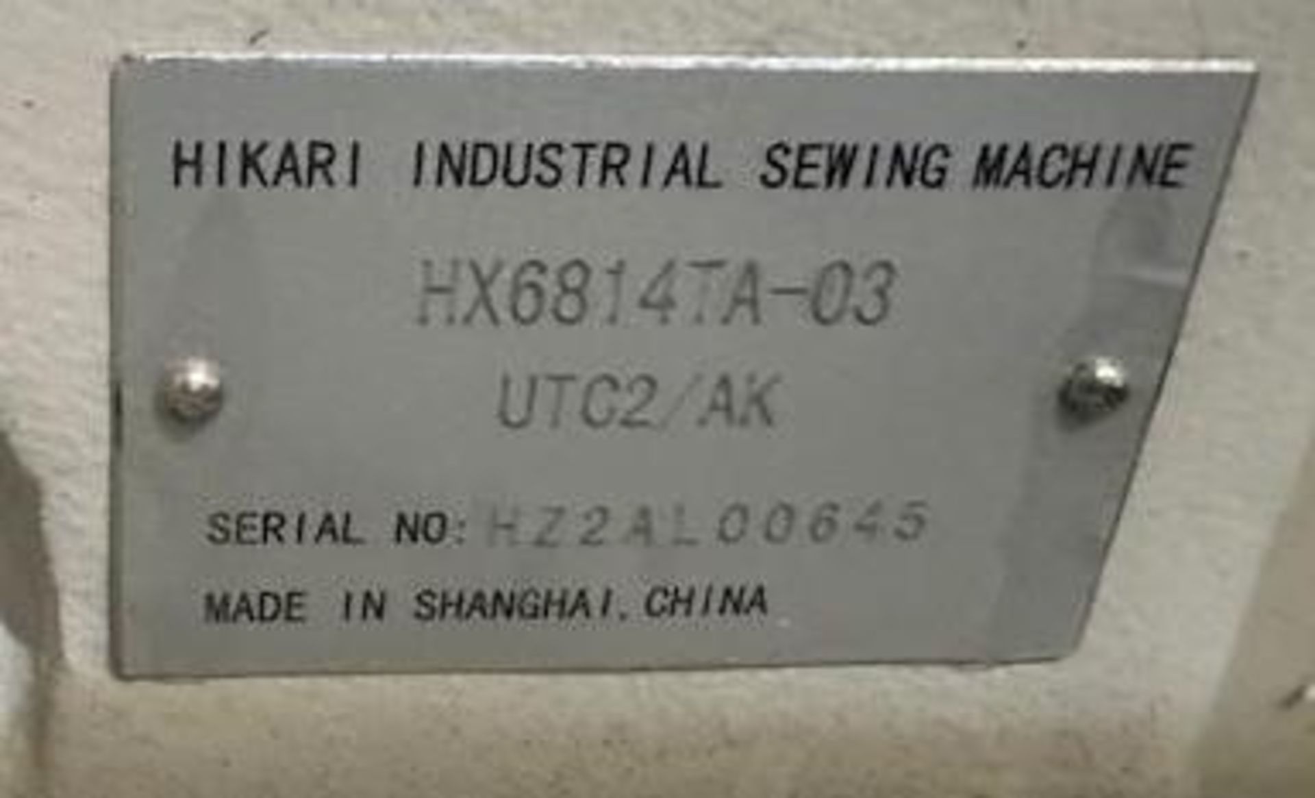 Hikari HX6814TA-03 UTC/AK Sewing Machine - Image 5 of 5