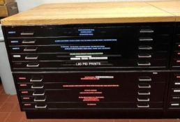Lot of (2) Drafting File Cabinet w/ Butcher Block Top