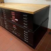 Lot of (2) Drafting File Cabinet w/Butcher Block Top