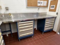 30 x 102 Butcher Top w/ Steel (2) Vidmar Cabinets