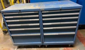 Lot of (2) 6 Drawer Lista Cabinets w/ Contents