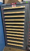 12 Drawer Stanley Vidmar Cabinet w/ Contents