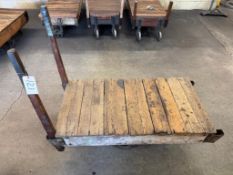 Vintage Cast Iron Wheeled Wood Shop Cart