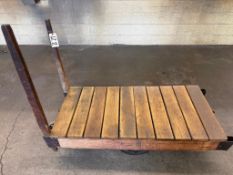 Vintage Cast Iron Wheeled Wood Shop Cart