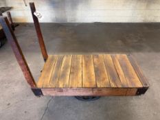 Vintage Cast Iron Wheeled Wood Shop Cart