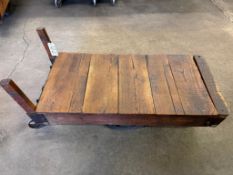Vintage Cast Iron Wheeled Wood Shop Cart