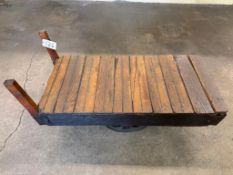 Vintage Cast Iron Wheeled Wood Shop Cart