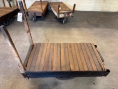 Vintage Cast Iron Wheeled Wood Shop Cart
