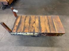 Vintage Cast Iron Wheeled Wood Shop Cart