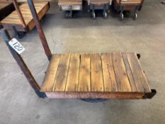 Vintage Cast Iron Wheeled Wood Shop Cart