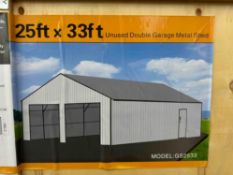 New SD Lanche Co 25ft x 33ft Metal Double Garage/Shed Model GS2533