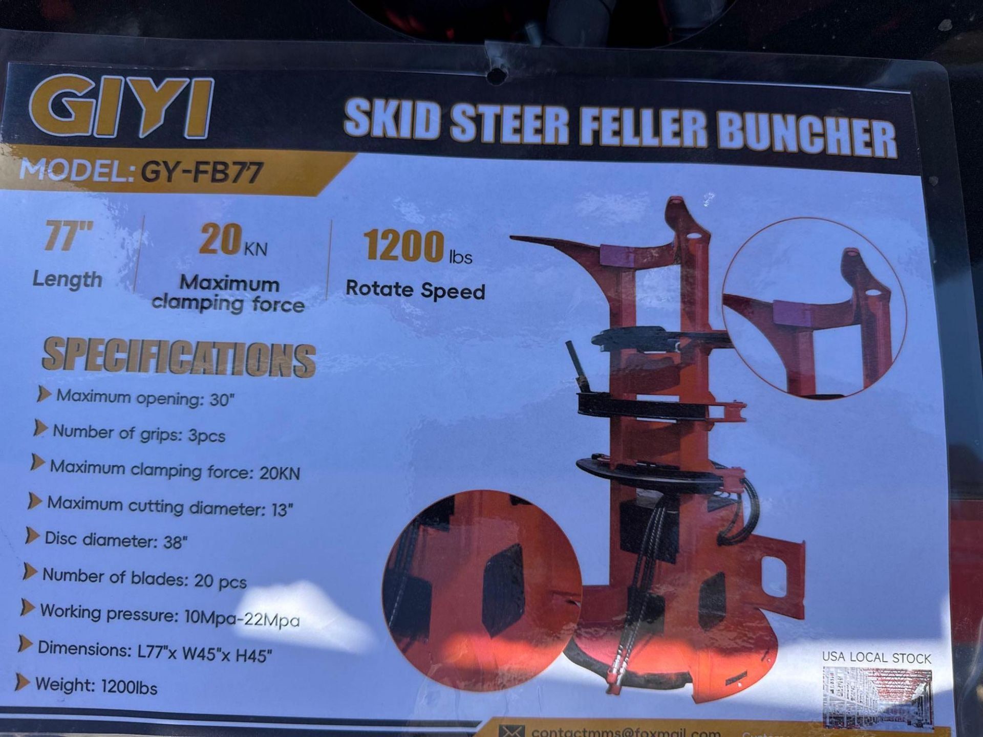 New GIYI Co Hydraulic Skidloader Feller Buncher Attachment Model FB77 - Image 5 of 5
