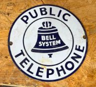 Vintage Andy Rooney Porcelain Enamel "Public Telephone" sign