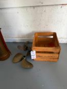 (2) boat motor propellers and vintage box