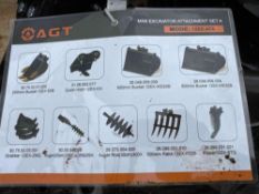 New AGT Co 9pc Mini Excavator Attachment Set Model 12EX-ATA