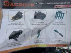 New Agrotk Co 6pc Mini Excavator Attachment Set Model 12EX-SET6