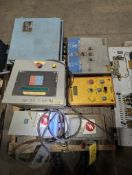 PALLET WITH VARIOUS CONTROL CABINETS AND SWITCHES