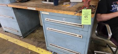 VIDMAR STYLE 3-DRAWER WORK TABLE WITH CONTENTS: FUSES AND MISC