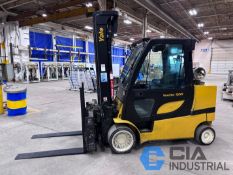2021 YALE 12,000 LB. / 9,000 LB. MODEL GLC120SVX SOLID TIRE LPG FORKLIFT W/ CASCADE FORK POSITIONER;