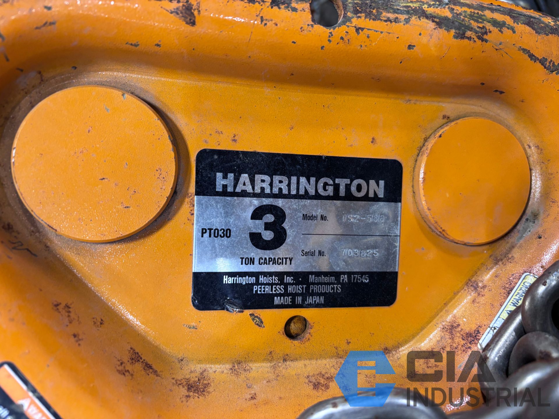 3 TON HARRINGTON TROLLEY TYPE ELECTRIC CHAIN HOISTS
