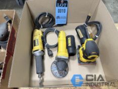 (LOT) (3) DEWALT GRINDERS / SANDERS - MODEL DWE6411 1/4 PALM SANDER, 4-1/2" MODEL 28110 ANGLE