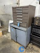 (LOT) MISCELLANEOUS EDM SUPPLIES AND HARDWARE WITH 7-DRAWER KENNEDY TOOLCHEST AND 2-DOOR
