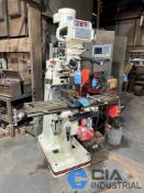 2 HP JET VERTICAL MILLING MACHINE; S/N 14040470, 9" X 48" POWER TABLE, KNEE FEED, 60 - 4,200 RPM,