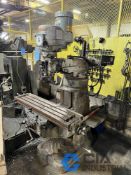 1-1/2 HP BRIDGEPORT VERTICAL MILL; S/N J126875, DRO, 42" X 9" TABLE, SPINDLE SPEED 60-4,200 RPM -