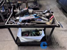 METAL CART WITH MISCELLANEOUS HAND TOOLS, ELECTRIC AND PNEUMATIC TOOLS