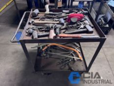 METAL CART WITH MISCELLANEOUS HAND TOOLS