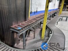 (LOT) APPROX. 50' OF ROLLER CONVEYOR WITH (17) 14' X 22" MOLD PLATES ON CONVEYOR