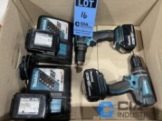 (LOT) (3) 1/2" MAKITA CORDLESS DRILLS WITH (2) CHARGERS AND (2) EXTRA BATTERIES