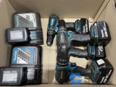 (LOT) (3) 1/2" MAKITA CORDLESS DRILLS WITH (2) CHARGERS AND (2) EXTRA BATTERIES