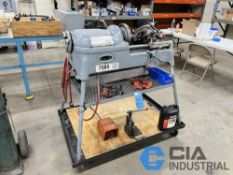 RIDGID MODEL 535 CART MOUNTED HEAVY DUTY PIPE THREADING MACHINE; S/N N/A, WITH CONE REAMER, (3) 811A